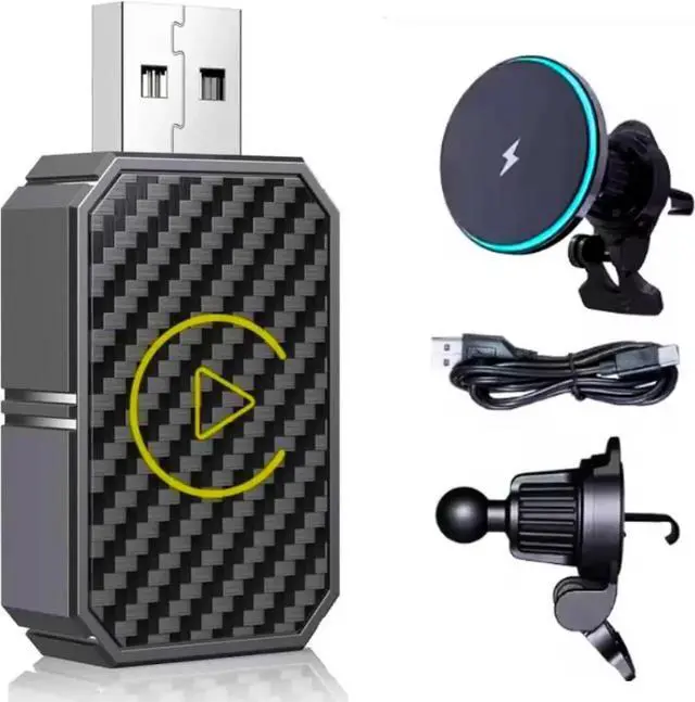 Main image of Wireless CarPlay Adapter With Magnetic Phone Charger Mount Bluetooth Auto-Connect - Compatible With CarPlay Vehicles, Upgrade to Hands-Free for iPhone or Android