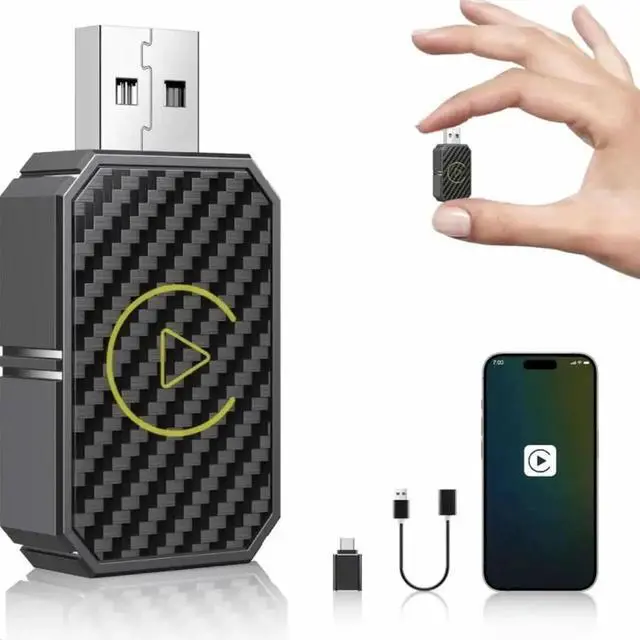 Alt view image 7 of 7 - Wireless CarPlay Adapter With Magnetic Phone Charger Mount Bluetooth Auto-Connect - Compatible With CarPlay Vehicles, Upgrade to Hands-Free for iPhone or Android