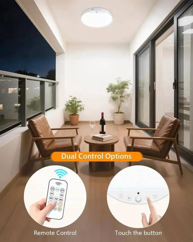 Alt view image 6 of 7 - Recharge 8W Motion Sensor Ceiling Light Indoor, Wireless Magnetic Stick-On, Remote Control for Color & Brightness, Battery Operated Light for Shower, Closet, Bathroom, Pantry, Hallway, 2-Pack