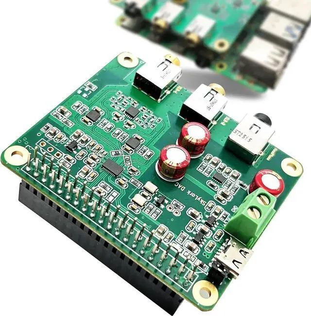 Alt view image 5 of 7 - Hi DAC Pro Hat with ES9038Q2M Chip for Raspberry Pi 5/4/3B+/3B/Zero - High-Resolution 384KHz/32bit & DSD512 Audio Card, DAC Converter for Volumio, Moode, Headphone & Balanced Output