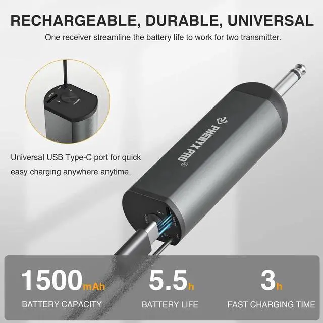 Alt view image 3 of 6 - Dual Digital Wireless Microphone System, w/2 Handheld Dynamic Microphones,15 UHF Frequency Groups, Mini Receiver, Metal Cordless Mic for Karaoke,Church,DJ,Singing (PDP-2-2H)