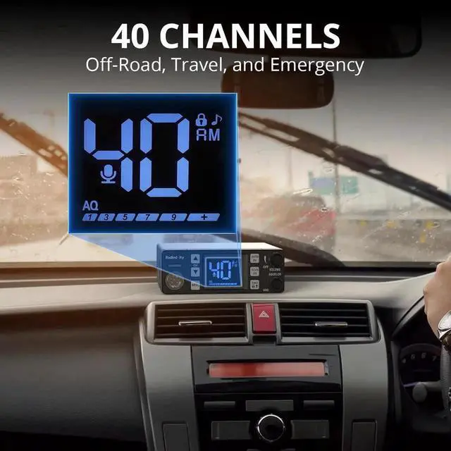 Alt view image 4 of 7 - CB-606 CB Radio, 40 Channel Mobile CB Radio with AM/FM/PA Modes, 2.2 LCD Screen, Instant Channel 9/19, VOX, Roger Beep, TOT, ASQ/SQ, for Off-Road Adventure