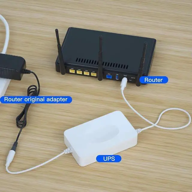 Alt view image 5 of 7 - Mini UPS Battery Backup with 4 DC Output Interface, DC 12V/2A 9000mAh Home Router UPS, Rechargeable Battery Backup for LED Light Strip, CCTV Camera, Router