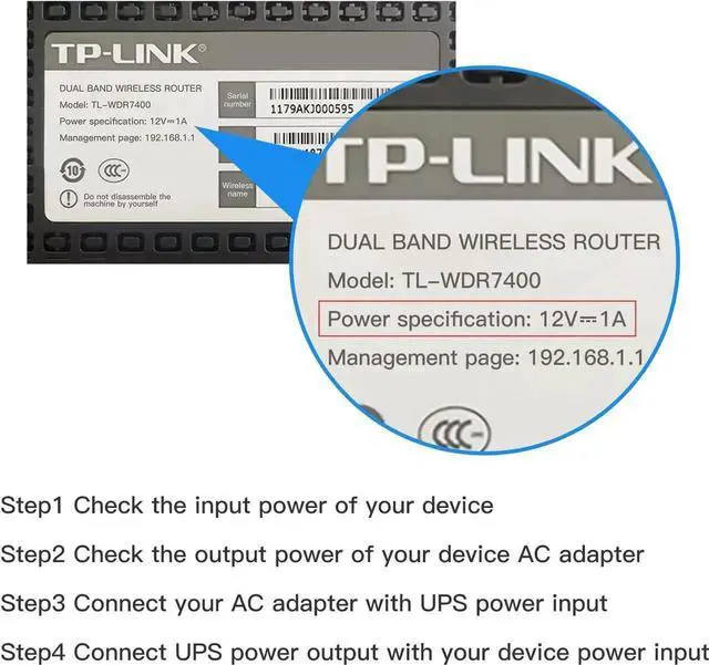 Alt view image 4 of 7 - Mini UPS Battery Backup with 4 DC Output Interface, DC 12V/2A 9000mAh Home Router UPS, Rechargeable Battery Backup for LED Light Strip, CCTV Camera, Router