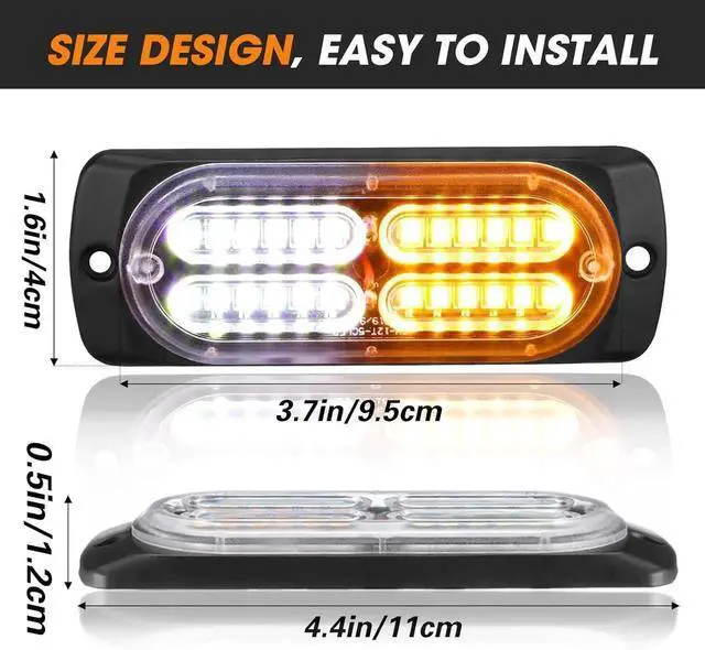 Alt view image 6 of 6 - 12 Pcs Emergency Lights for Vehicles Truck Flush Mount LED Emergency Lights with Control Box Wiring Hazard Warning Amber Strobe Lamp for Vehicle Truck Car Roadside