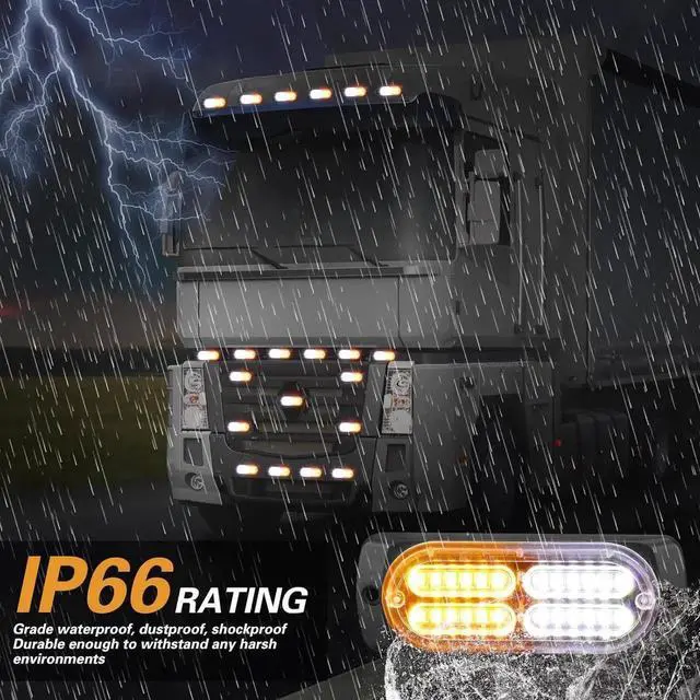 Alt view image 5 of 6 - 12 Pcs Emergency Lights for Vehicles Truck Flush Mount LED Emergency Lights with Control Box Wiring Hazard Warning Amber Strobe Lamp for Vehicle Truck Car Roadside