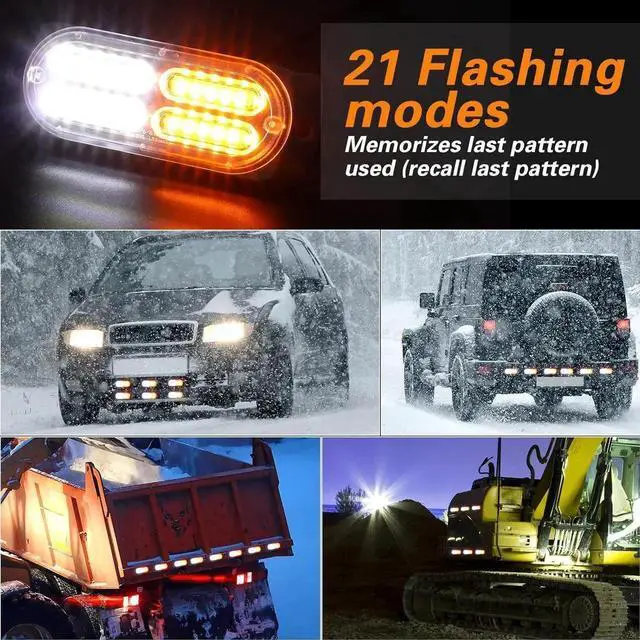 Alt view image 3 of 6 - 12 Pcs Emergency Lights for Vehicles Truck Flush Mount LED Emergency Lights with Control Box Wiring Hazard Warning Amber Strobe Lamp for Vehicle Truck Car Roadside