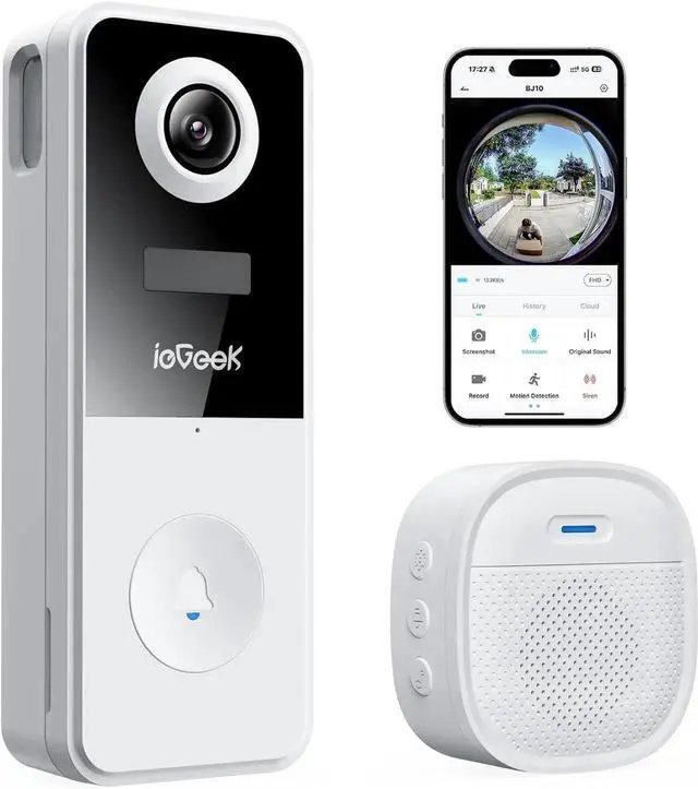 Main image of Doorbell Camera Wireless No Subscription, 3MP Video Doorbell with Chime, 180° Head to Toe View, 2-Way Talk Voice Changer, AI Motion Detection Night Vision, Only 2.4GHz WiFi, Works with Alexa