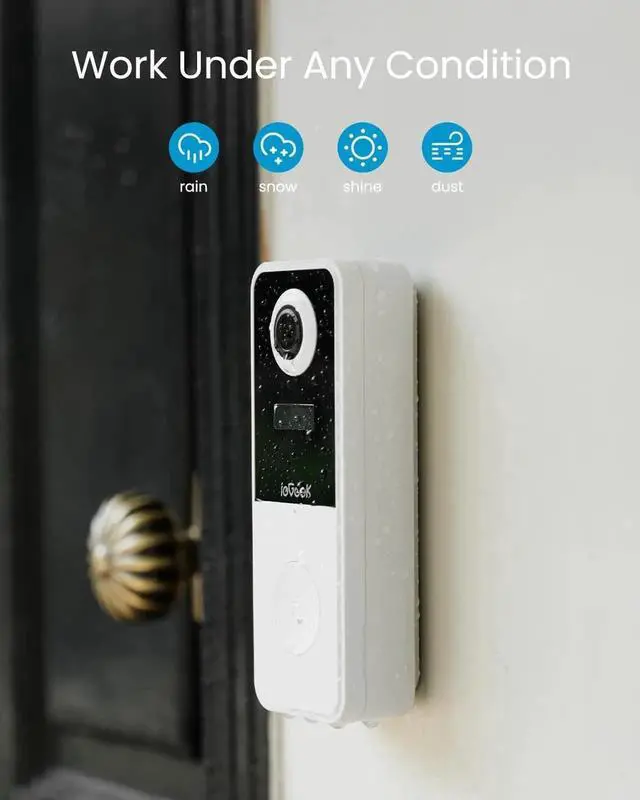 Alt view image 3 of 7 - Doorbell Camera Wireless No Subscription, 3MP Video Doorbell with Chime, 180° Head to Toe View, 2-Way Talk Voice Changer, AI Motion Detection Night Vision, Only 2.4GHz WiFi, Works with Alexa