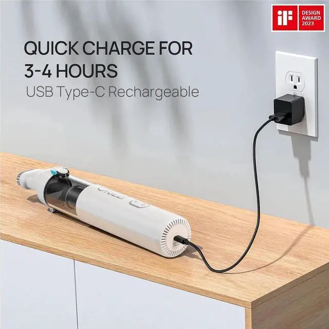 Alt view image 3 of 7 - H8 Apex Car Vacuum Cleaner, Portable Handheld Vacuum Cleaner with 12000Pa High Power, Ultra-Lightweight 1.2lbs, USB-C Fast Charging, Mini Car Vacuum for Car, Home, Pet Hair,