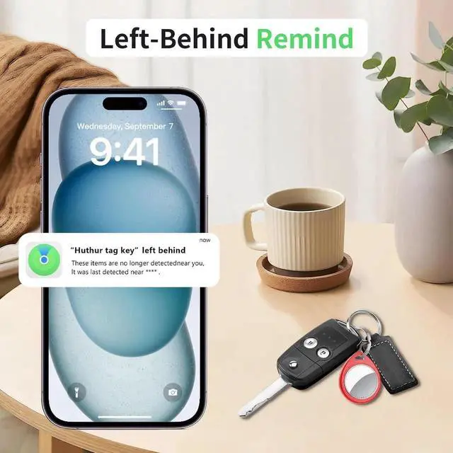 Alt view image 5 of 7 - Air Tracker Tags 6 Pack Red, 5.3 Bluetooth Tracker Work with nd My (iOS Only), 100dB Sound, Smart Tag with Keychain/Lanyard, Item nder for Luggage/Key/Suitcase, Replaceable Battery