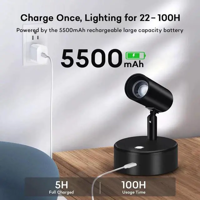 Alt view image 6 of 7 - RGBW Spot Lights Indoor 5500mAh Recharge Uplighting with Remote, 13 Color Changing LED Wireless Spotlight Indoor, Dimm Battery Operated Spotlight for Plant Picture Py Decor, 2 Pack