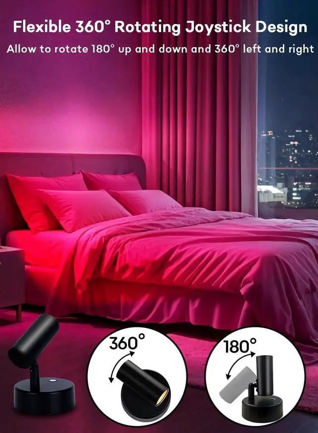 Alt view image 2 of 7 - RGBW Spot Lights Indoor 5500mAh Recharge Uplighting with Remote, 13 Color Changing LED Wireless Spotlight Indoor, Dimm Battery Operated Spotlight for Plant Picture Py Decor, 2 Pack