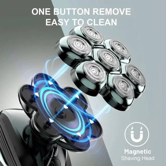 Alt view image 7 of 7 - Head Shavers for Bald Men: Upgraded Detachable Head Shaver - IPX7 Waterproof Wet or Dry Electric Razor for Men - 7D LED Display Rechargeable Shaving Grooming Kit with Type-C Charge