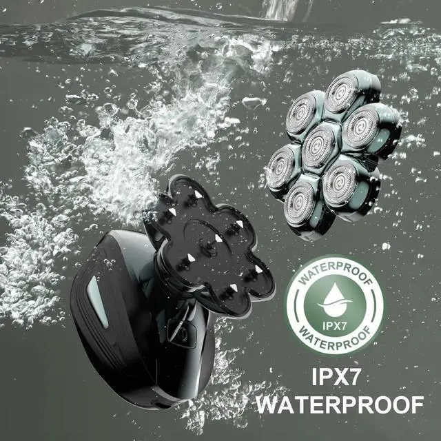 Alt view image 3 of 7 - Head Shavers for Bald Men: Upgraded Detachable Head Shaver - IPX7 Waterproof Wet or Dry Electric Razor for Men - 7D LED Display Rechargeable Shaving Grooming Kit with Type-C Charge