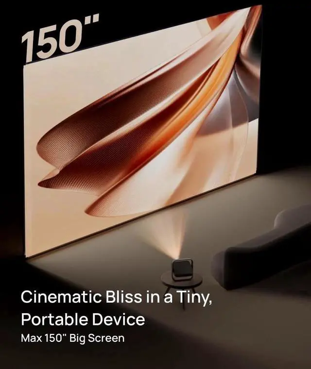 Alt view image 6 of 7 - Elfin Flip Portable Projector, 1080P Resolution Outdoor Projector, Licensed Netflix, Build-in Adjustable Stand, Lightweight and Compact Design, 400 ISO Lumens, Screen Adaption