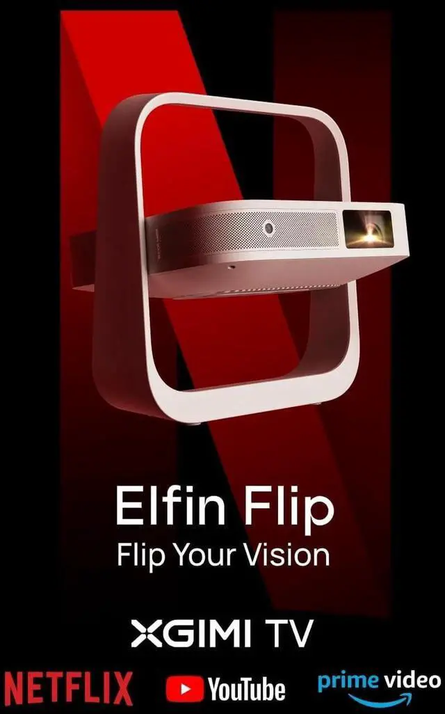 Alt view image 4 of 7 - Elfin Flip Portable Projector, 1080P Resolution Outdoor Projector, Licensed Netflix, Build-in Adjustable Stand, Lightweight and Compact Design, 400 ISO Lumens, Screen Adaption