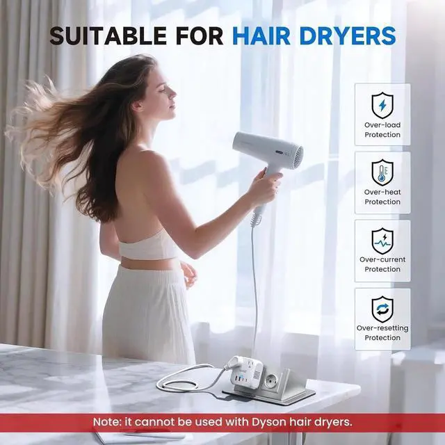 Alt view image 3 of 7 - Voltage Converter US to Europe, 2000W Power Converter European Travel Converter for Hair Dryer, 220V to 110V Converter, Power Converter Adapter Combo with 4 USB Ports, White