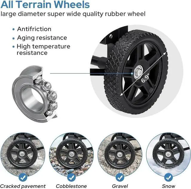 Alt view image 6 of 7 - 2 in 1 Shopping Cart for Groceries, 330 lbs Grocery Cart on Wheels, Foldable Utility Carts with Wheels, Hand Truck with Waterproof Tote Bag for Shopping, School, Laundry, Craft Show, Black