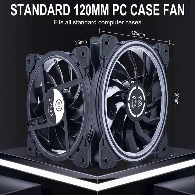 Alt view image 5 of 5 - DS 120MM LED Addressable RGB Case Fan with Controller for Computer Cases, Side Lighting for PC CASE, CPU Coolers, Radiators System (3pack RGB Fans, 2pack LED Strips, 1th Gen DS HUB Box, G Series)