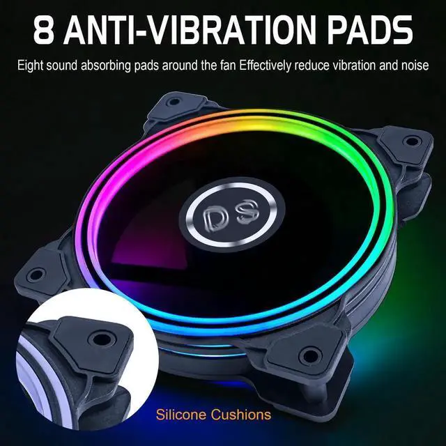 Alt view image 2 of 5 - DS 120MM LED Addressable RGB Case Fan with Controller for Computer Cases, Side Lighting for PC CASE, CPU Coolers, Radiators System (3pack RGB Fans, 2pack LED Strips, 1th Gen DS HUB Box, G Series)