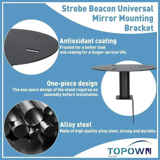 Alt view image 5 of 7 - 2PCS Strobe Light Mounting Bracket Strobe Beacon Universal Mirror Mounting Bracket for Trucks Accessories Fit for Magnetic Strobe Light, Support Bolt-on Mounting Strobe Light Brackets for Truck