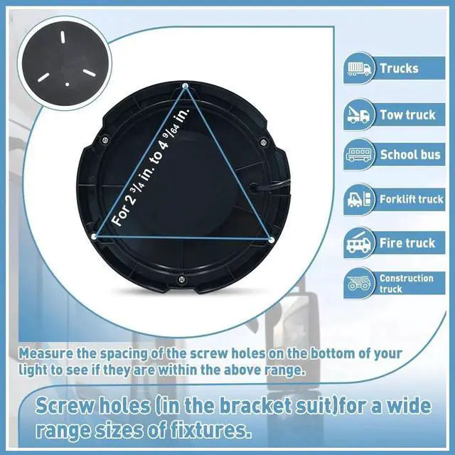 Alt view image 3 of 7 - 2PCS Strobe Light Mounting Bracket Strobe Beacon Universal Mirror Mounting Bracket for Trucks Accessories Fit for Magnetic Strobe Light, Support Bolt-on Mounting Strobe Light Brackets for Truck