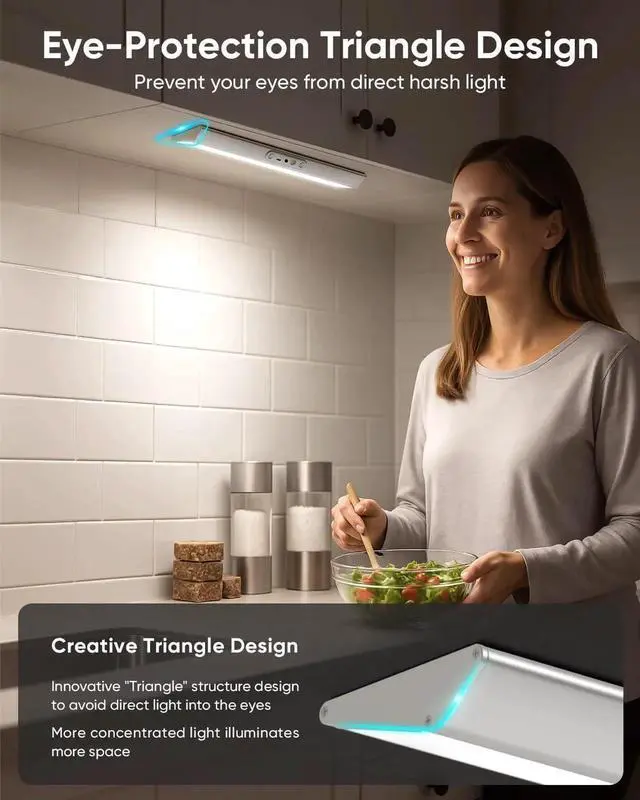 Alt view image 4 of 7 - Motion Sensor Closet Lights, Eye Protection Design Under Cabinet Lighting Wireless with Remote Control, 3 Color Temps & Dimm, Recharge Closet Lights for Kitchen, Wardrobe, Shelf, Pantry