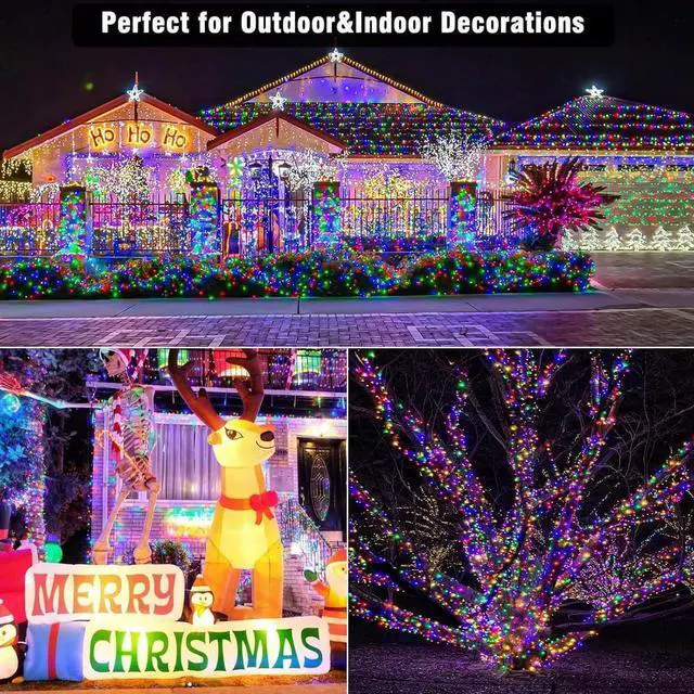 Alt view image 5 of 6 - 800 LED String Lights Indoor Outdoor, 262FT Chrias String Lights for Outside 8 Modes Clear Wire, Plug in Twinkle Fairy Lights for Bedroom Party Garden Chrias Tree Decorations, Multicolor