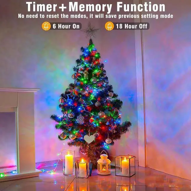 Alt view image 4 of 6 - 800 LED String Lights Indoor Outdoor, 262FT Chrias String Lights for Outside 8 Modes Clear Wire, Plug in Twinkle Fairy Lights for Bedroom Party Garden Chrias Tree Decorations, Multicolor