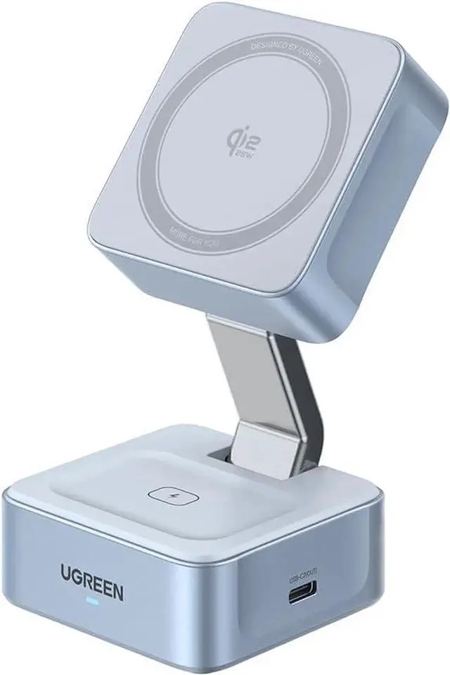 Main image of 25W Magflow Wireless Charger 2-in-1 Masafe Charging Station for iPhone 16/15/14/13/12 Pro Max, Fast Qi2 Certified Foldable Stand with USB-C Port, Compatible with AirPods, Dual Device Charging