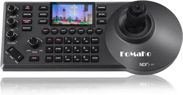 Main image of KC608 Pro NDI PTZ Camera Controller (Black) PoE Powered, Built-in LCD Preview, 4D Precision Joystick, NDI Technology, Ergonomic Wrist Rest Design, for Church Live Streaming & Education.