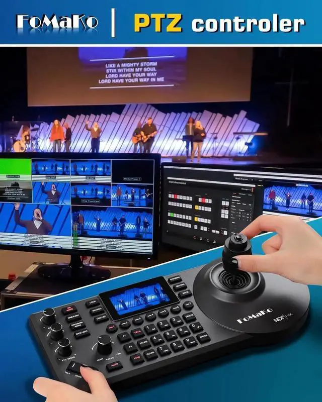 Alt view image 5 of 7 - KC608 Pro NDI PTZ Camera Controller (Black) PoE Powered, Built-in LCD Preview, 4D Precision Joystick, NDI Technology, Ergonomic Wrist Rest Design, for Church Live Streaming & Education.