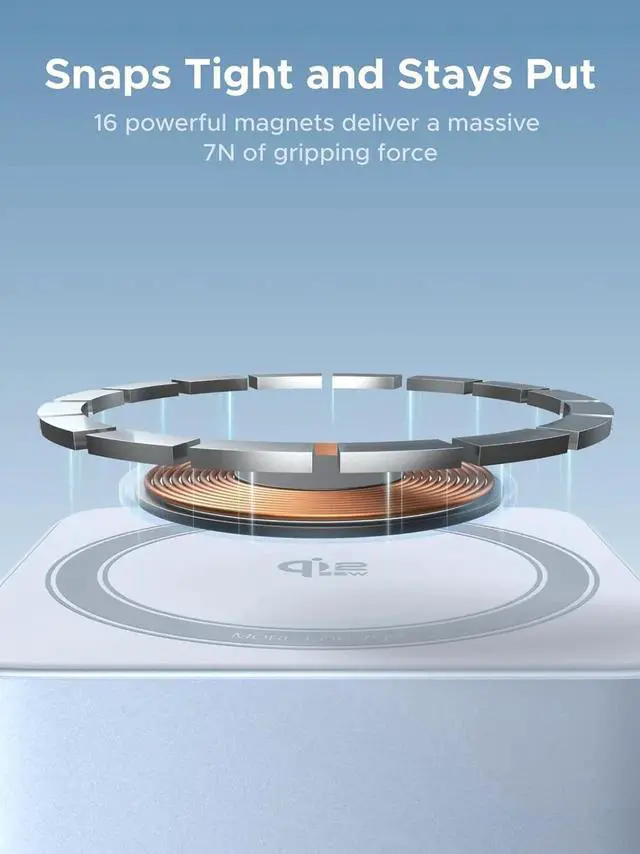 Alt view image 4 of 6 - 25W Magflow Wireless Charger 2-in-1 Masafe Charging Station for iPhone 16/15/14/13/12 Pro Max, Fast Qi2 Certified Foldable Stand with USB-C Port, Compatible with AirPods, Dual Device Charging