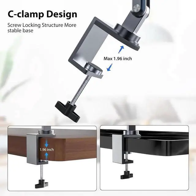 Alt view image 3 of 7 - Tablet Stand for Desk, Aluminum Alloy Foldable Arm Mount Holder Compatible with iPad 10/9th, Pro Air 13/11inch (2024), Mini, Samsung Galaxy Tab & More 7-15.6'' Portable Monitor Gray -