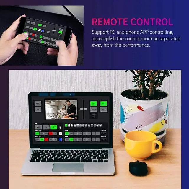 Alt view image 3 of 7 - L4 10.1 Inch Touch Screen Video Switcher 10.1 inch Touchscreen, Real-time Preview 5 Input Sources PST PGM and Operation Interface