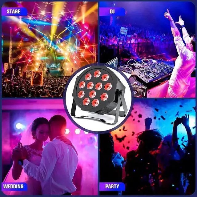 Alt view image 4 of 6 - Rechargeable Par Lights Uplights RGBWA+UV 6-in-1 LED Battery Powered Stage Lights with Remote & DMX Control, Sound Activated for Festivals, Weddings, Bars, Churches, DJ