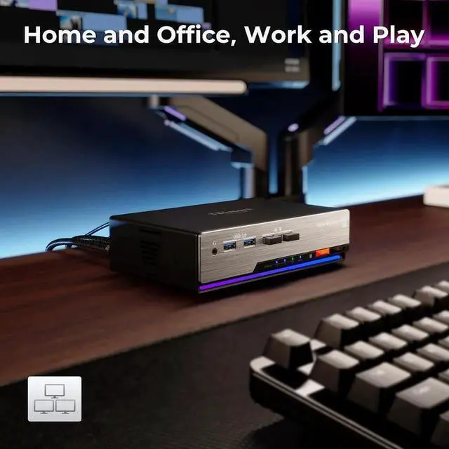 Alt view image 4 of 7 - 8K@60Hz DP KVM Switch 3 Monitors 2 Computers USB 3.0, KVM Switch Triple Monitor 2 Computers DisplayPort 1.4, Support EDID, 1G Ethernet, Hotkey Switch, 4K@144Hz 2K@144Hz for Gaming&Home Office