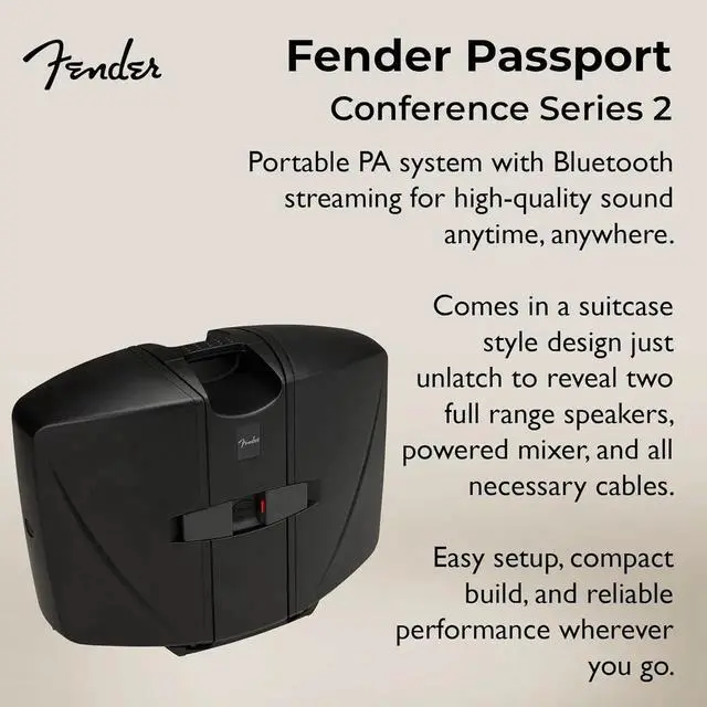 Alt view image 5 of 7 - Passport Conference S2 Portable PA System Bundle with Compact Speaker Stands, XLR Cable, and Instrument Cable