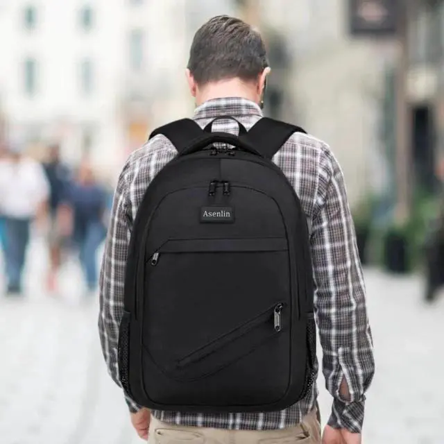 Alt view image 5 of 5 - Asenlin Travel Laptop Backpack for Women & Men,Water Resistant Business Slim Sturdy Laptops Backpack with USB Charging Port,Fits 15.6 Inch Notebook College School Computer Bag-Black