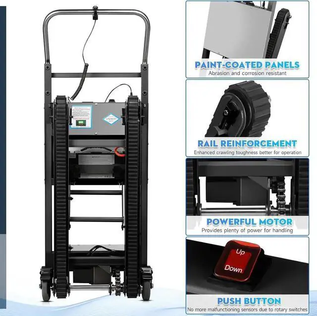 Alt view image 2 of 7 - Electric Stair Climbing Hand Trucks Dolly Cart, 900lb Capacity Heavy Duty Stair Climber with Ropes, Carry Heavy Objects Up and Down Stairs Effortless for Furniture Logistics Warehouse