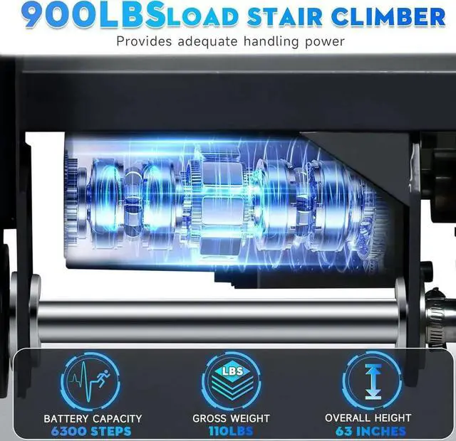 Alt view image 3 of 7 - Electric Stair Climbing Hand Trucks Dolly Cart, 900lb Capacity Heavy Duty Stair Climber with Ropes, Carry Heavy Objects Up and Down Stairs Effortless for Furniture Logistics Warehouse