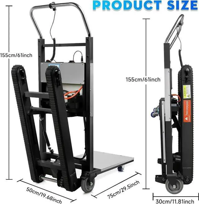 Alt view image 6 of 7 - Electric Stair Climbing Hand Trucks Dolly Cart, 900lb Capacity Heavy Duty Stair Climber with Ropes, Carry Heavy Objects Up and Down Stairs Effortless for Furniture Logistics Warehouse