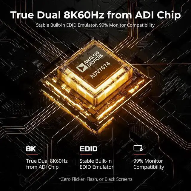 Alt view image 4 of 7 - 4K@144Hz Displayport+HDMI KVM Switch 2 Monitors 4 Computers, HDMI 2.1 & DP 1.4 KVM Switch Dual Monitor 8K@60Hz, Support EDID, Gigabit Network, Hotkey Switch, VRR, All Input Cables