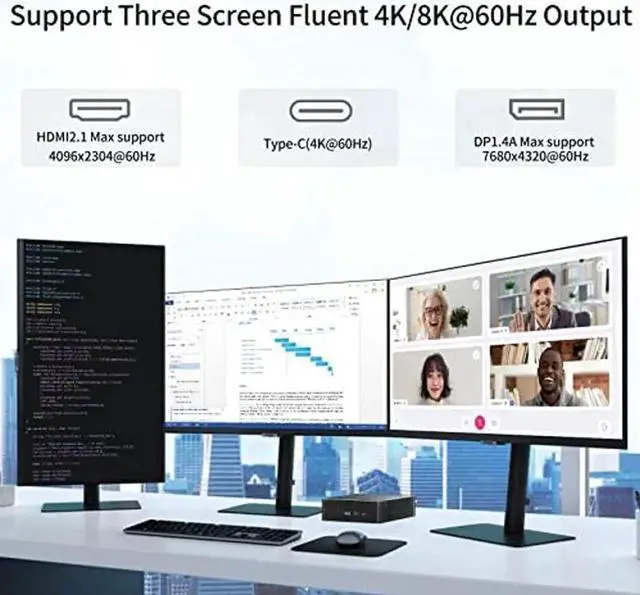 Alt view image 5 of 5 - Kinupute Mini PC i9, Desktop Computer with Core i9-12900H, 14 Cores Upto 5.0GHz, Windows 11 Pro, 64G DDR4, 2T M.2 PCIE4.0 SSD, DP/HDMI/USB-C Triple Display, Support 8K/4K@60Hz, Dual LAN, WiFi6E/BT5.3