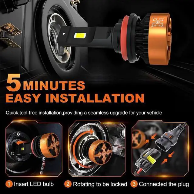 Alt view image 4 of 6 - 9005 Foglight Bulbs, 30000LM Super Bright, 6000K Cool White HB3 Light Bulb, IP68 Waterproof, Pack of 2