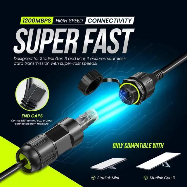 Alt view image 4 of 4 - Starlink Ethernet Adapter Gen 3/Mini with Waterproof Kit Plug-and-Play RJ45 Female Connector for Wired Ethernet, 24AWG, Compatible with Starlink Gen 3 & Mini Dishes, Supports Cat6+ Cables