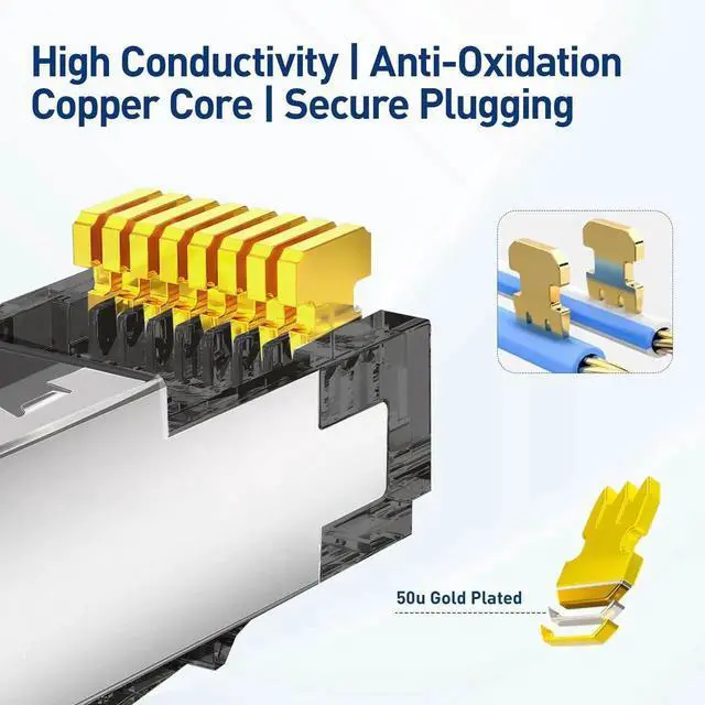 Alt view image 2 of 5 - ZOERAX RJ45 Connectors, Ethernet Connector CAT6A, and CAT7 RJ45 Pass Through Connectors & Strain Relief Boots 50-Pack (50 Connectors + 50 Boots) - Black