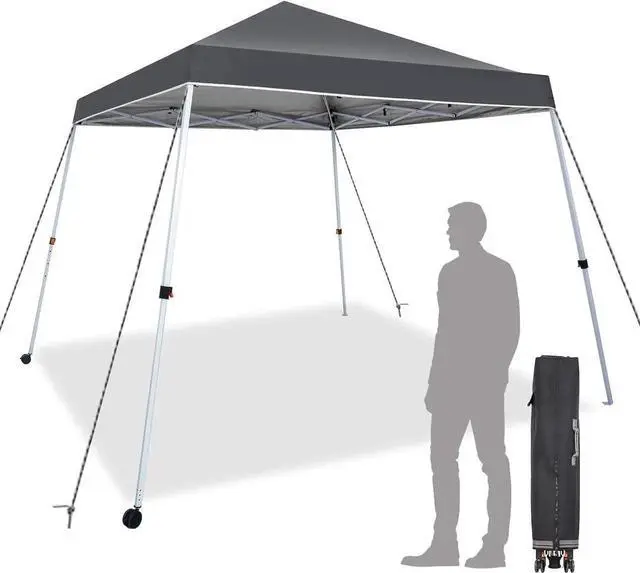 Main image of 10x10 Ft Pop Up Canopy Tent One Button Easy Pop Up Outdoor Instant Folding Slant Leg Canopy with 2 Wheels and Deluxe Carry Bag(Dark Grey)