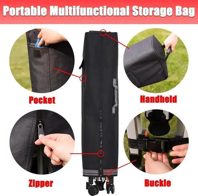 Alt view image 7 of 7 - 10x10 Ft Pop Up Canopy Tent One Button Easy Pop Up Outdoor Instant Folding Slant Leg Canopy with 2 Wheels and Deluxe Carry Bag(Dark Grey)